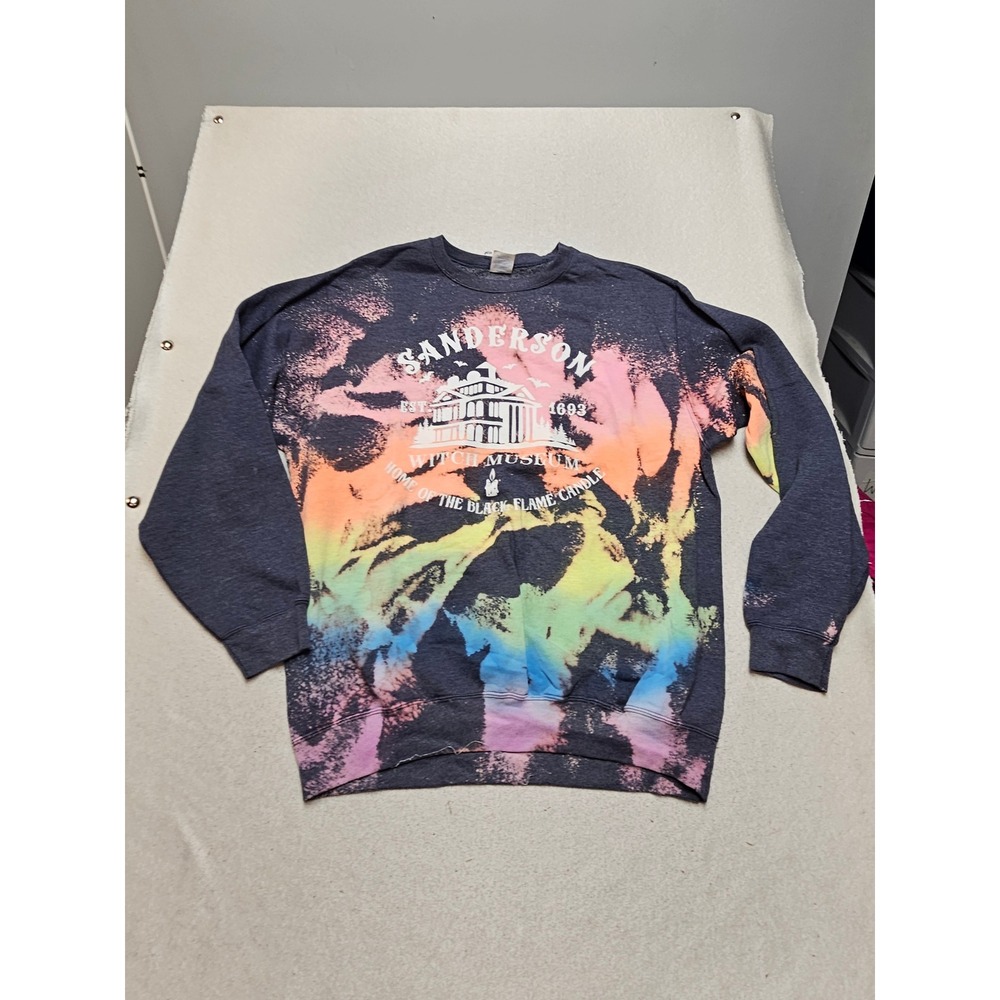 Port & Company Sanderson Witch Museum Bleach Tie Dye Sweatshirt Gray Large